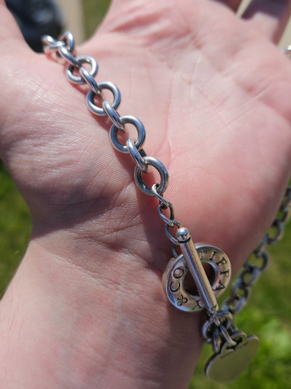 Tiffany & Co 925 Sterling Silver Heart Tag Toggle Necklace Choker 14 Inches - Picture 6 of 13